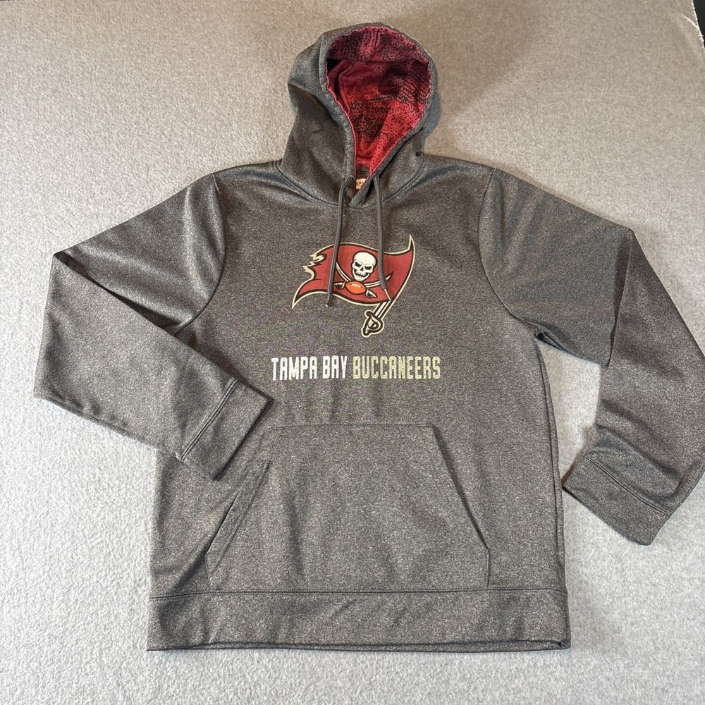 Tampa Bay Buccaneers Gray Hoodie Men's M Team Apparel Large Logo‎ 100% Polyester